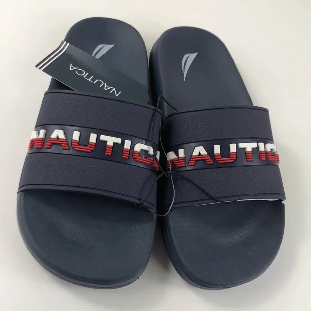 NEW Nautica Slides Boys Size 1 Slip-On Piro Sandals Athletic Athleisure